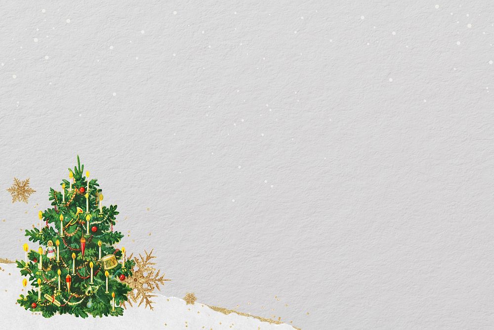 Christmas tree aesthetic background, off-white paper textured design