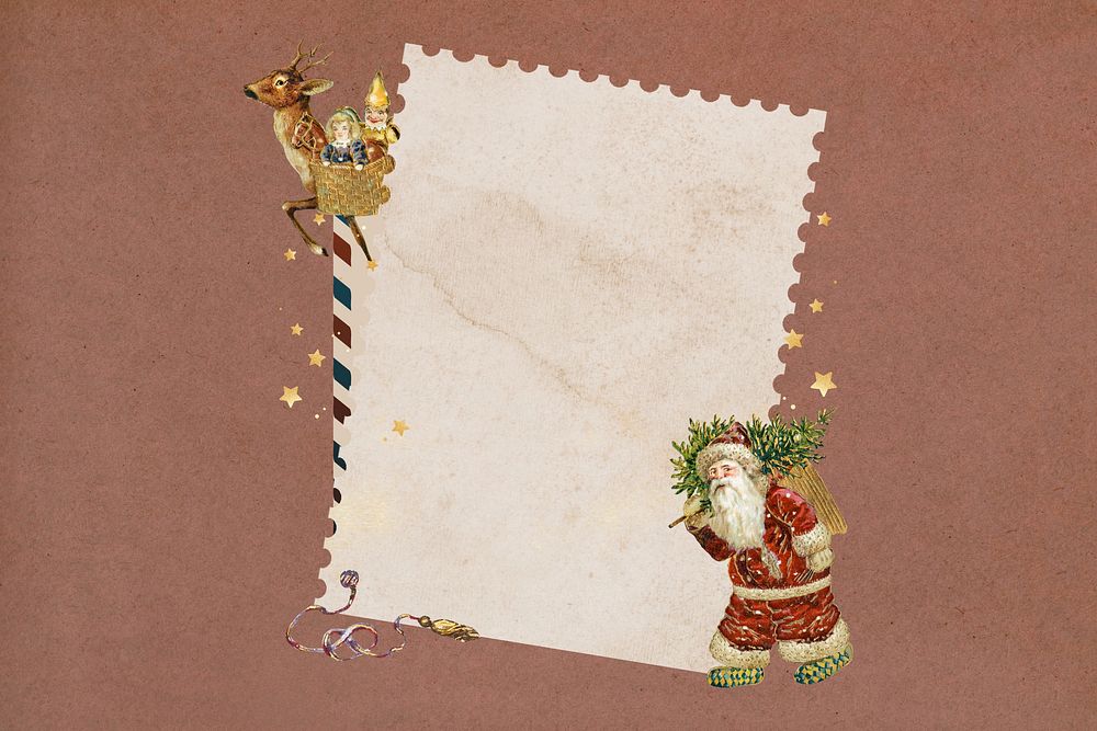Vintage Santa note, festive Christmas design