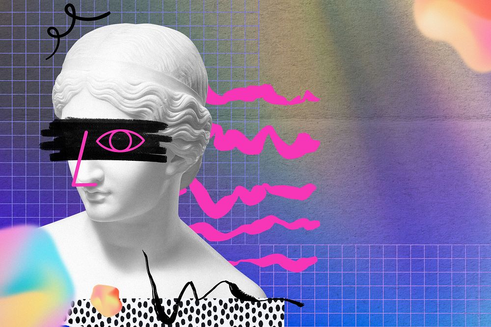 Greek Goddess statue background, abstract collage