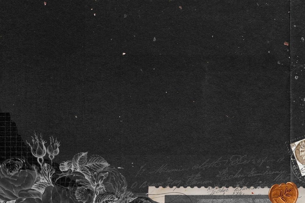 Vintage black floral background, collage remix design