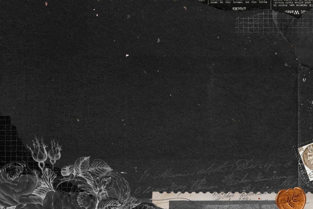 Aesthetic black floral background, collage remix design