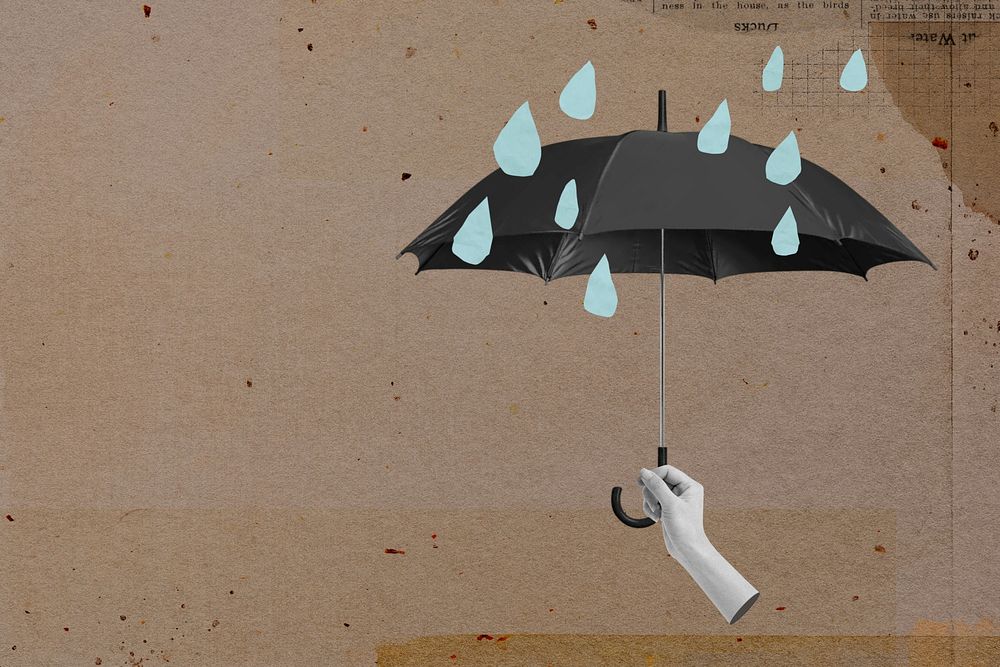 Rainy season umbrella, collage remix design