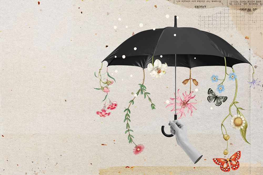 Environmentally friendly umbrella, collage remix design