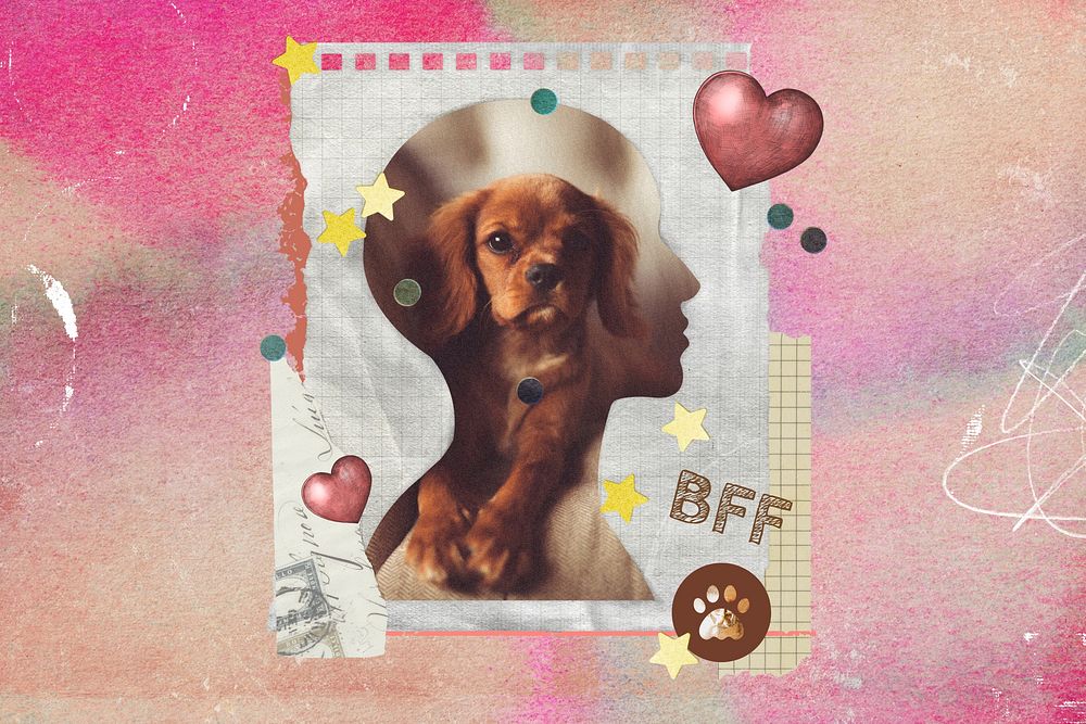 Dog lover collage background, creative pet concept