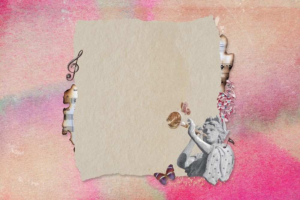 Vintage Greek Goddess background, ripped paper frame
