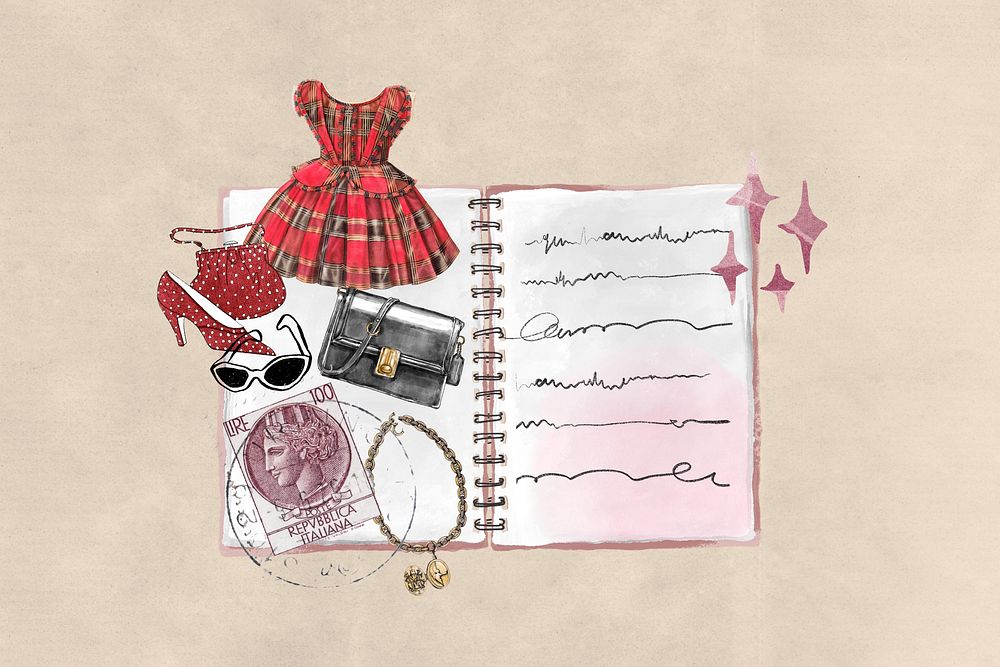 Fashion journal aesthetic background, paper collage
