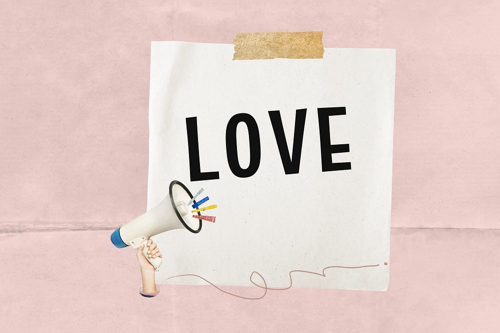 Love  reminder note, collage remix design