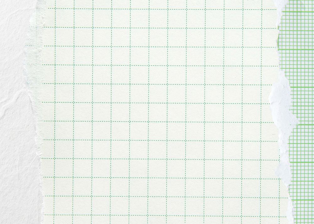 Pastel green grid background, ripped paper border