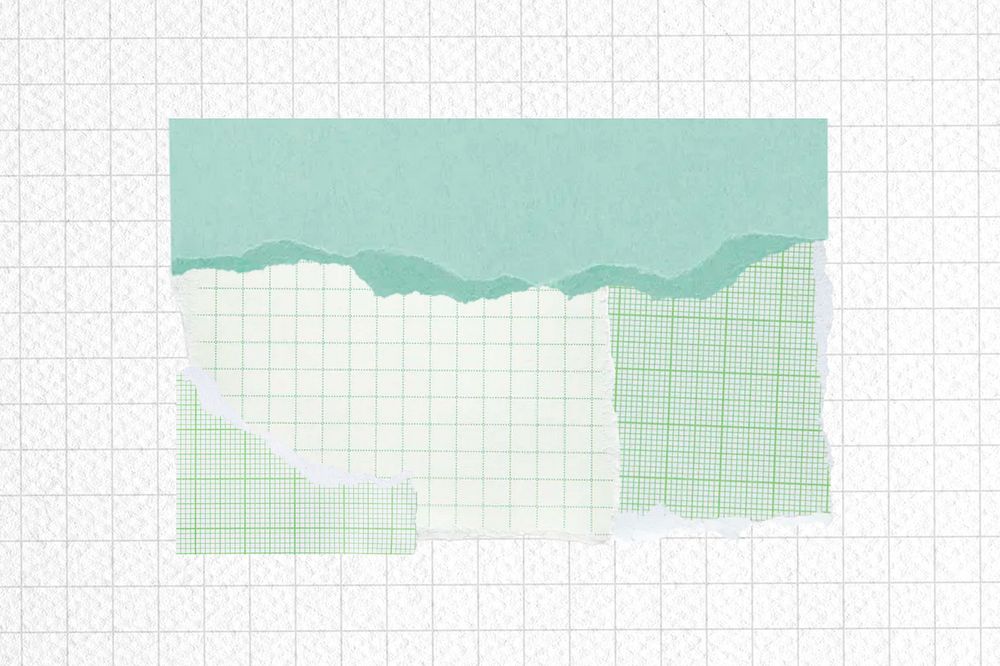 Green grid paper collage element