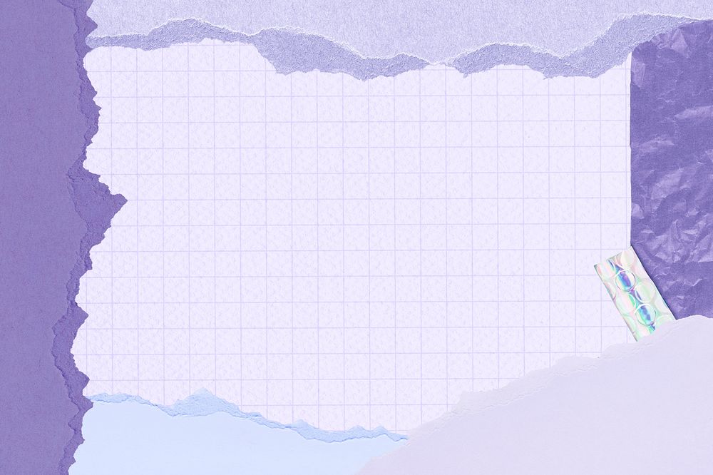 Ripped purple paper frame background
