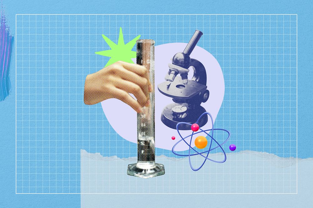 Science education hand, creative remix