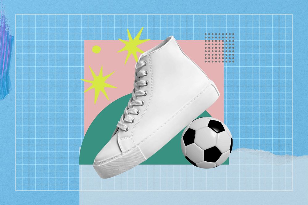 Football sneaker, sport paper collage art