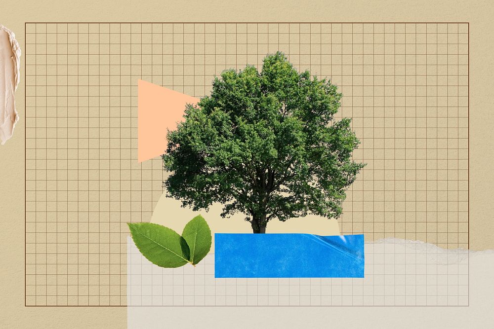 Lone tree, creative environment collage art