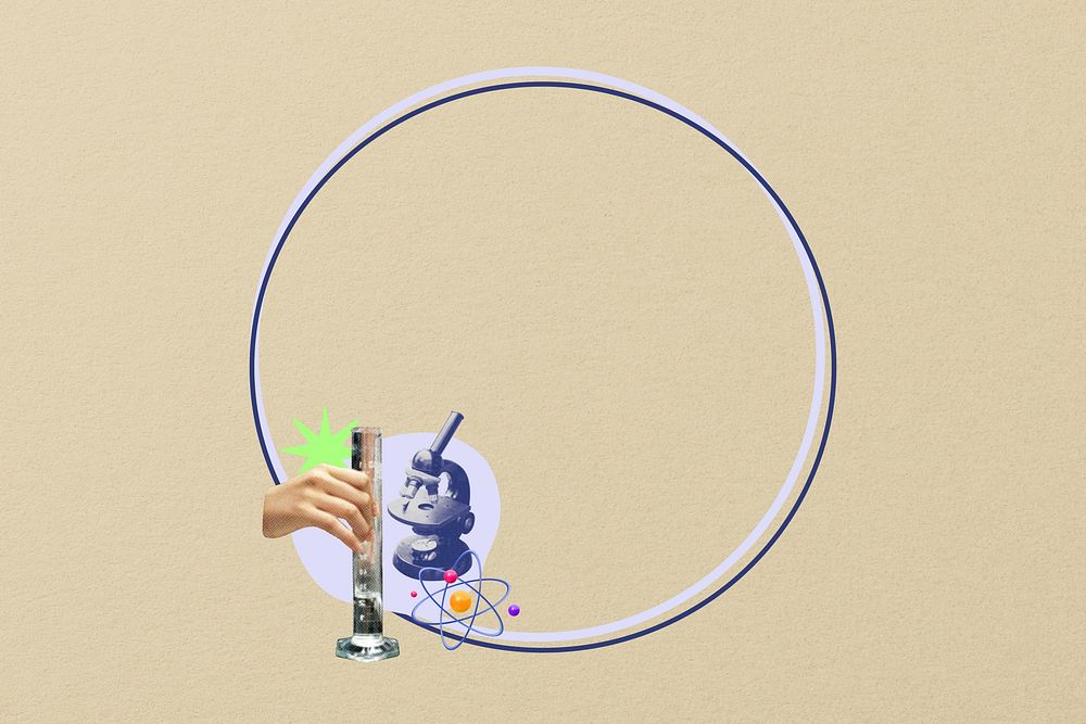 Blue circle frame, science education creative remix