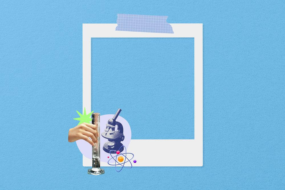 Instant film frame, science education creative remix