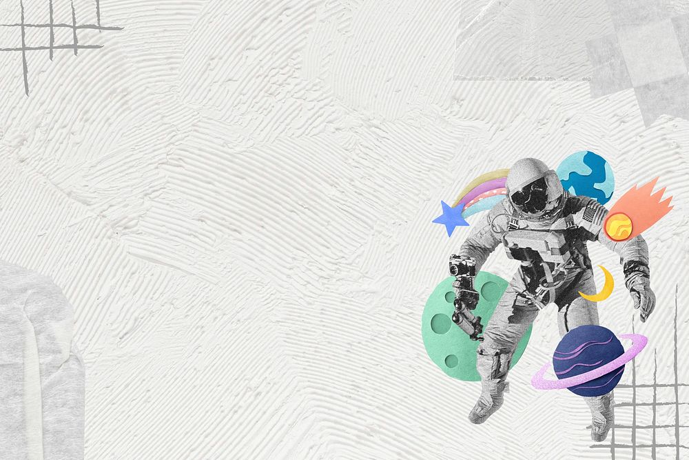 Astronaut space aesthetic background, paper collage art