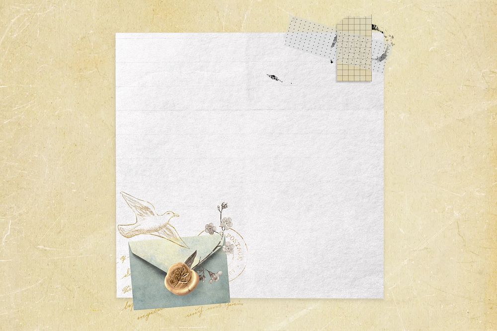 Vintage floral envelope background, note paper frame