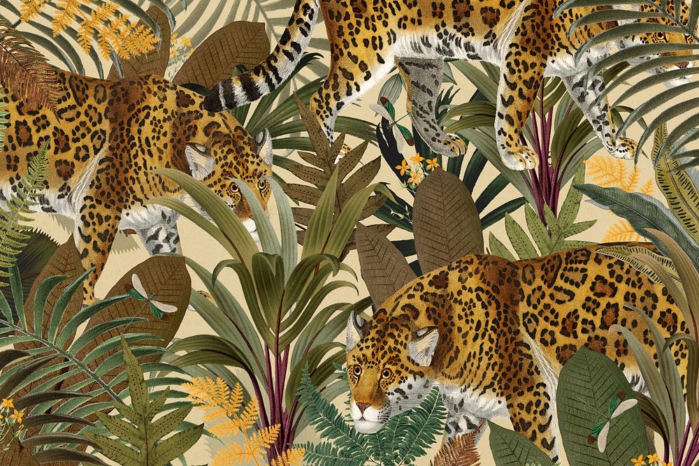 Jaguar tiger pattern background, wildlife illustration