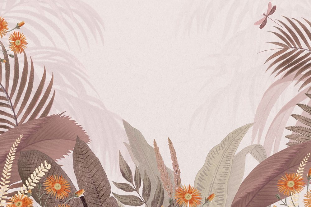 Tropical jungle pastel background, pink aesthetic