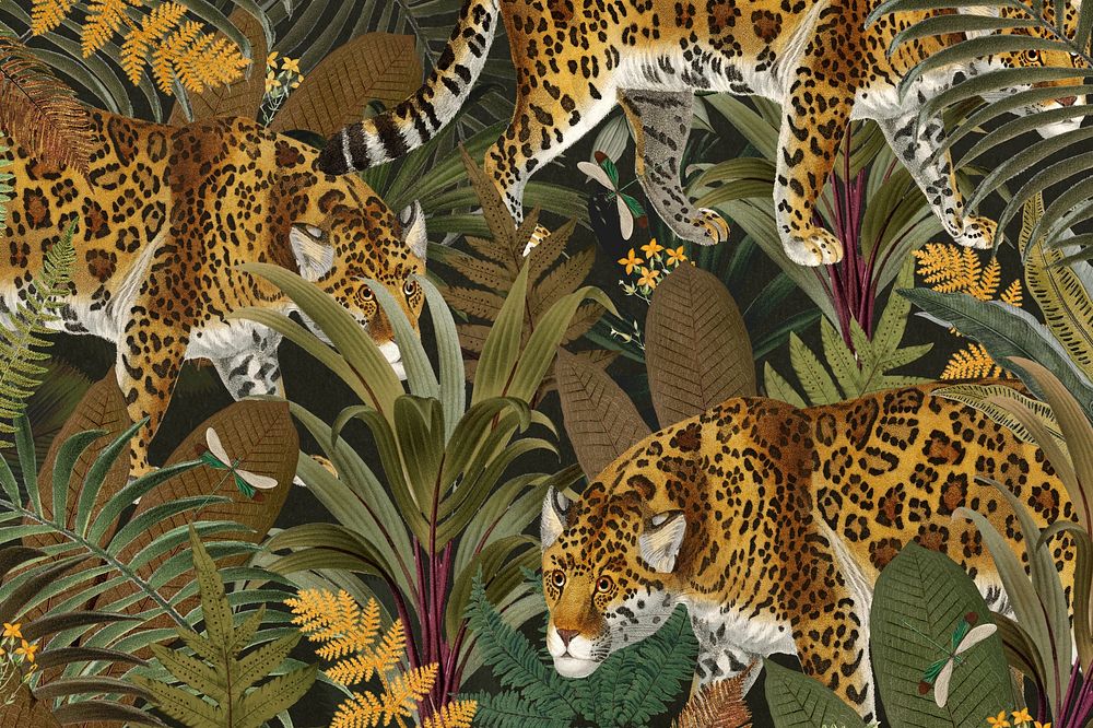 Jaguar pattern background, wildlife illustration