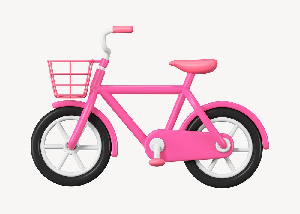 Pink bicycle, 3D rendering illustration