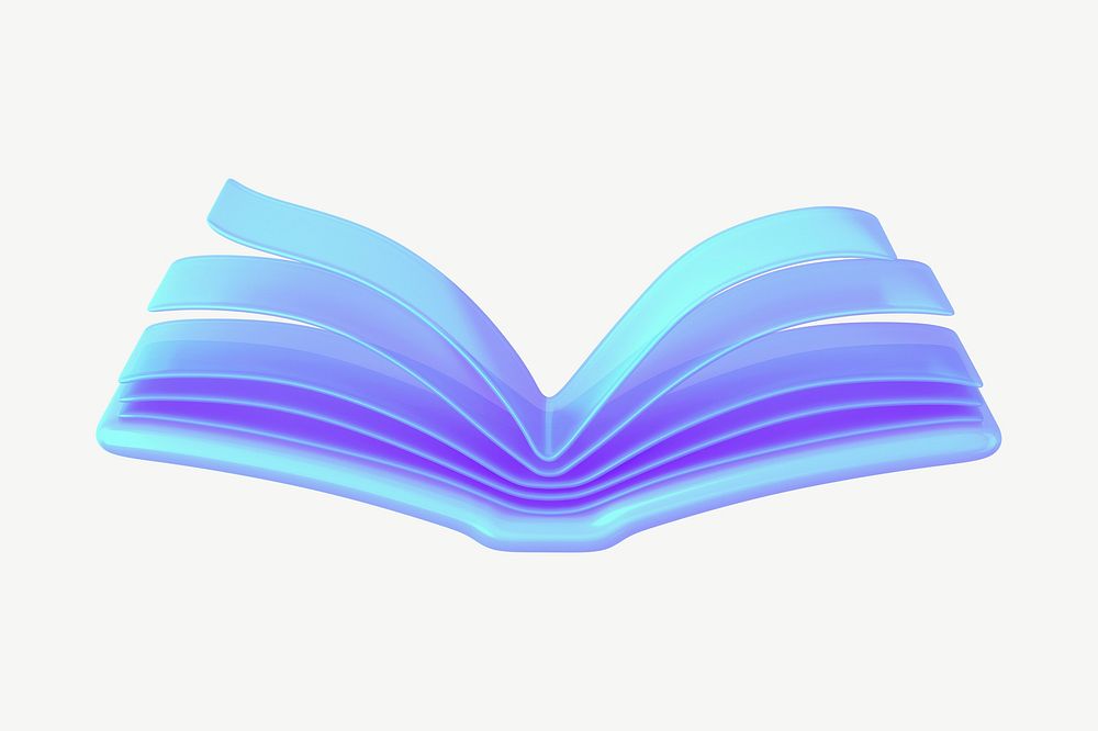 Blue open book, 3D education collage element psd