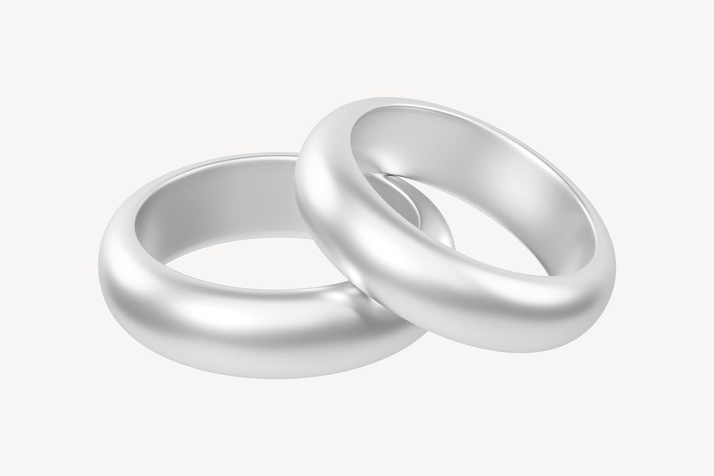 Silver wedding rings, 3D jewelry illustration