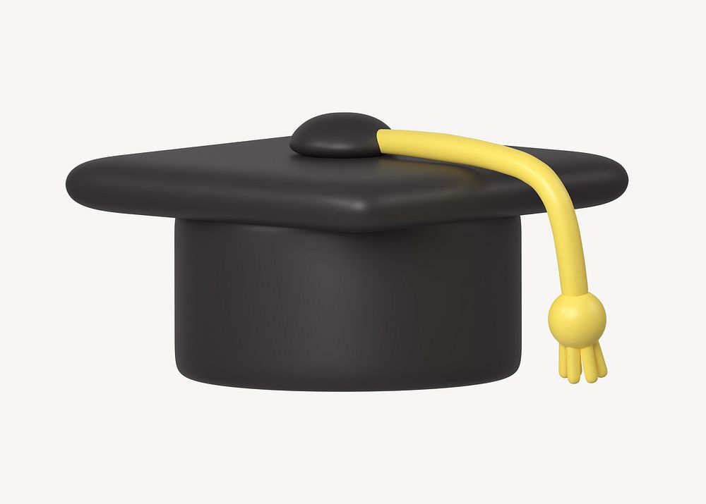3D graduation cap, education illustration