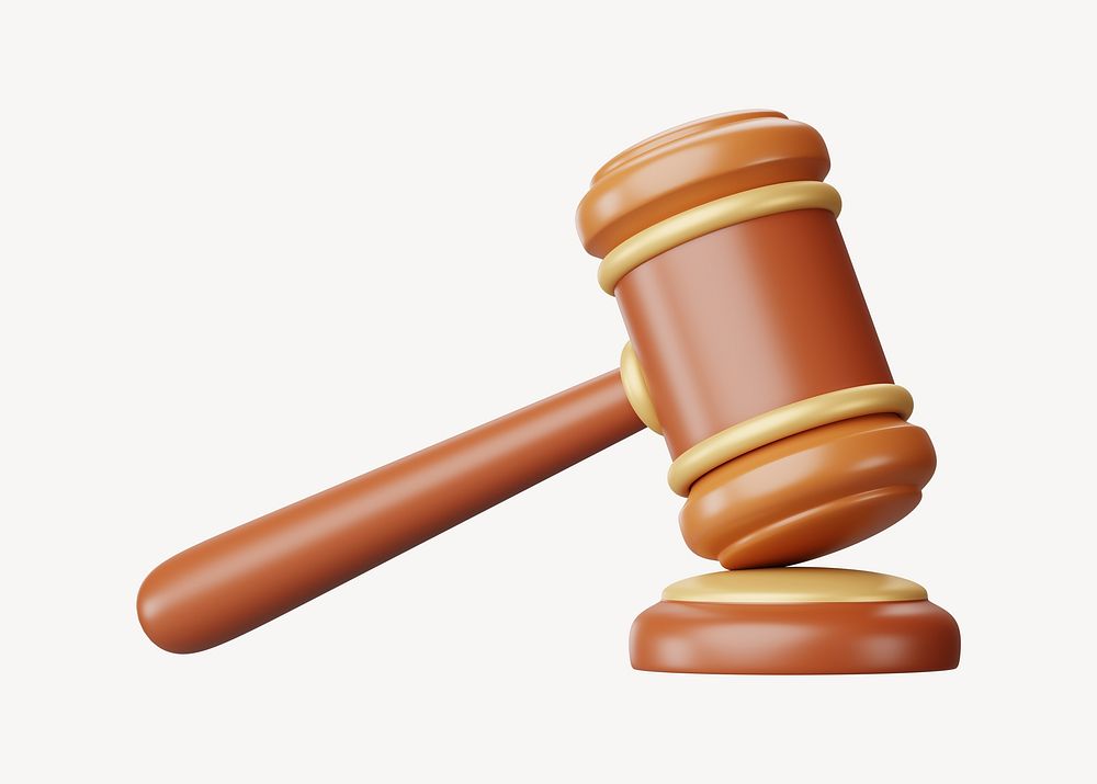Judge gavel, 3D law illustration