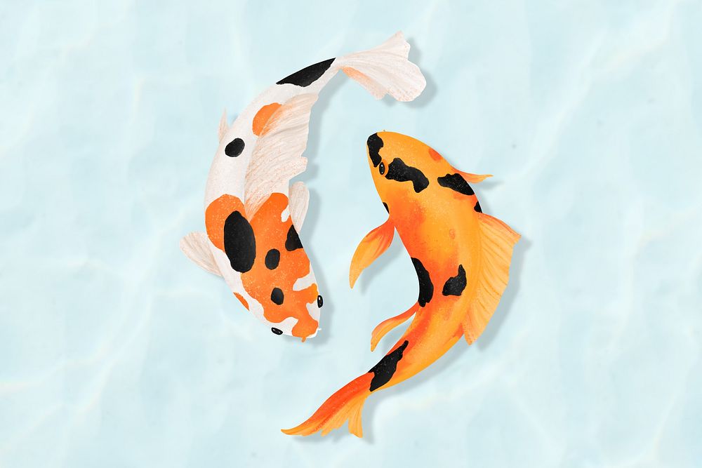 Koi fish pond background, aesthetic paint illustration