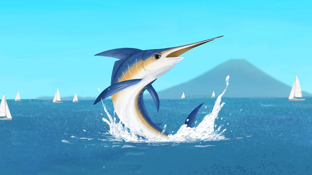Happy fish, blue desktop wallpaper background