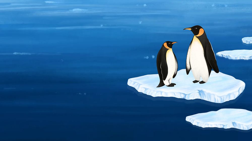 Penguin environment, blue desktop wallpaper background