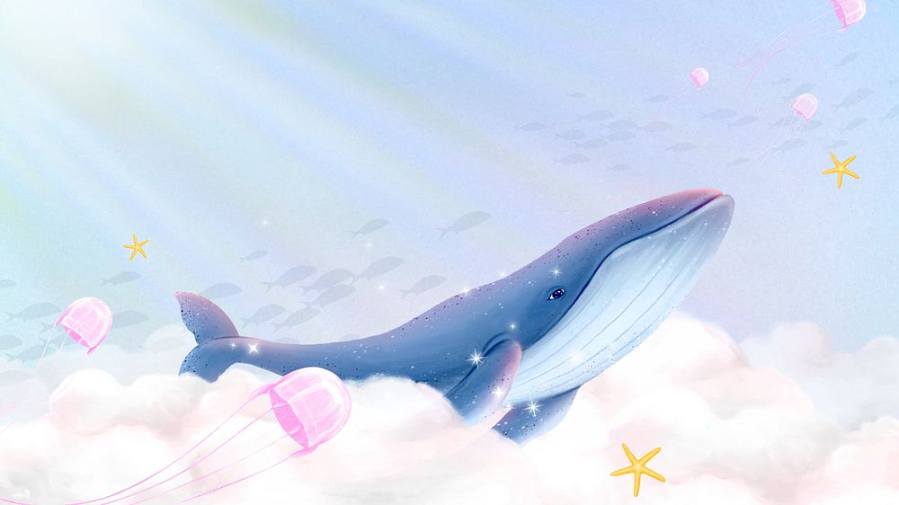 Fantasy cloud whale  desktop wallpaper background