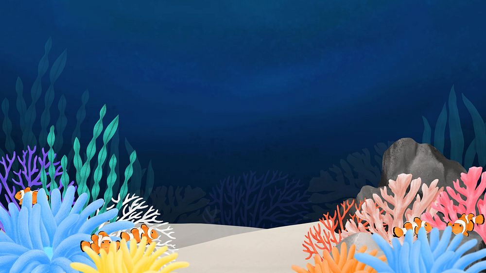 Underwater world, dark desktop wallpaper background