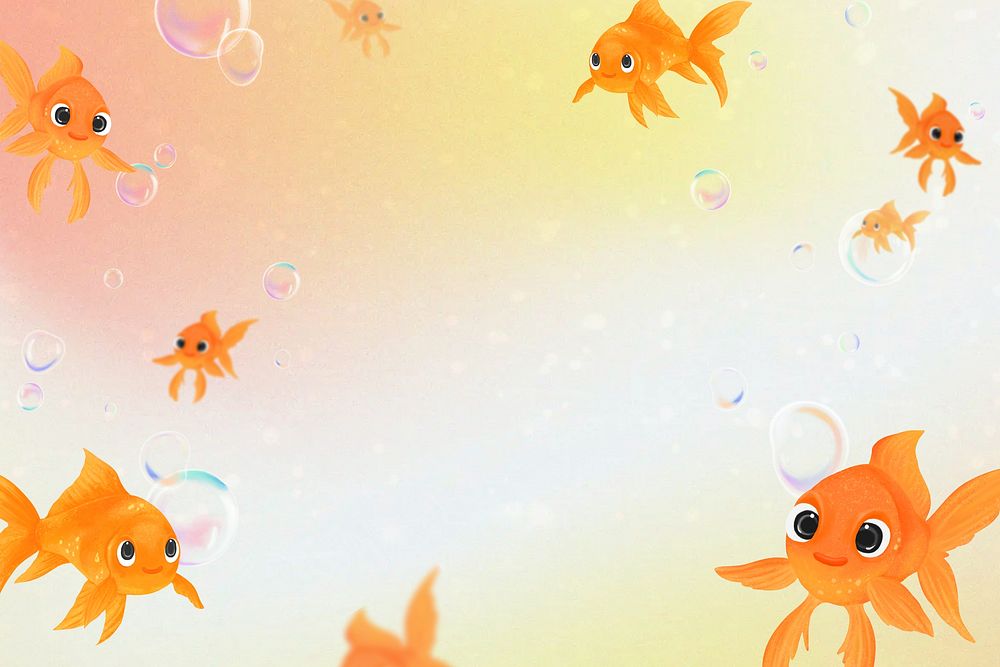 Aesthetic goldfish bubbles background, aesthetic paint illustration