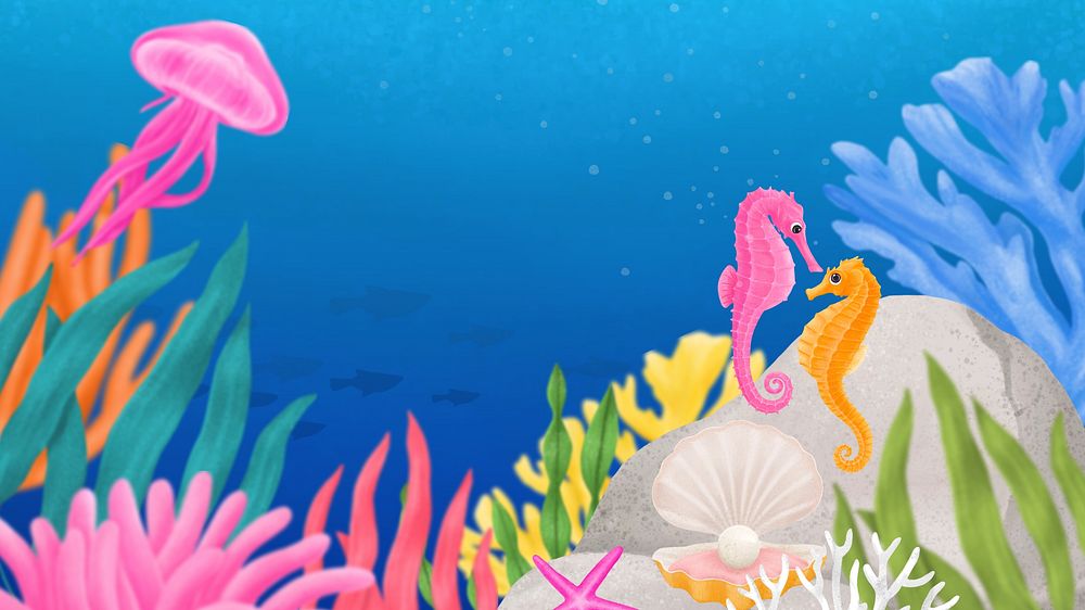 Coral reef border desktop wallpaper background