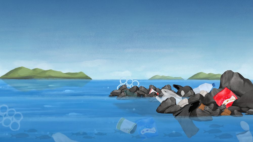 Ocean pollution desktop wallpaper background
