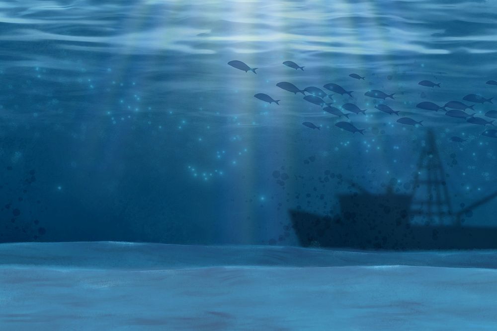 Under the sea background, aesthetic paint illustration