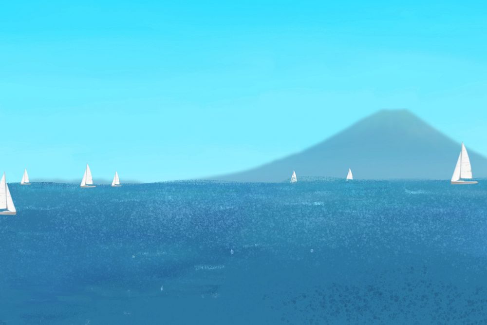 Sailboats at sea background, aesthetic paint illustration