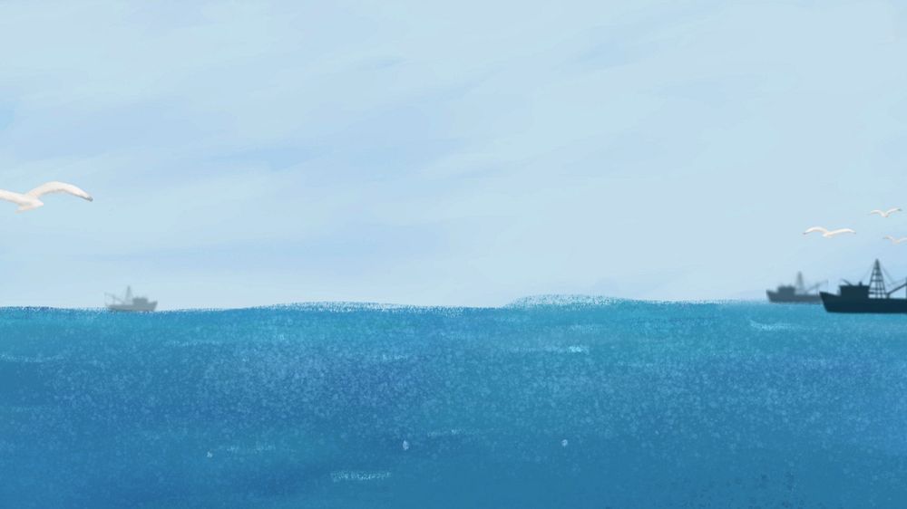 Fishing boats, blue desktop wallpaper background