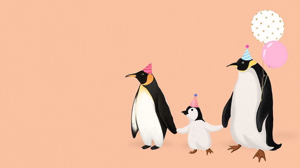 Party penguin family desktop wallpaper background