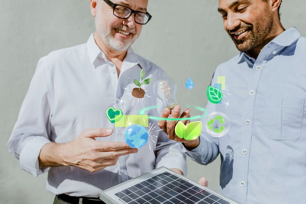 Solar cell, green energy, environment 3D remix