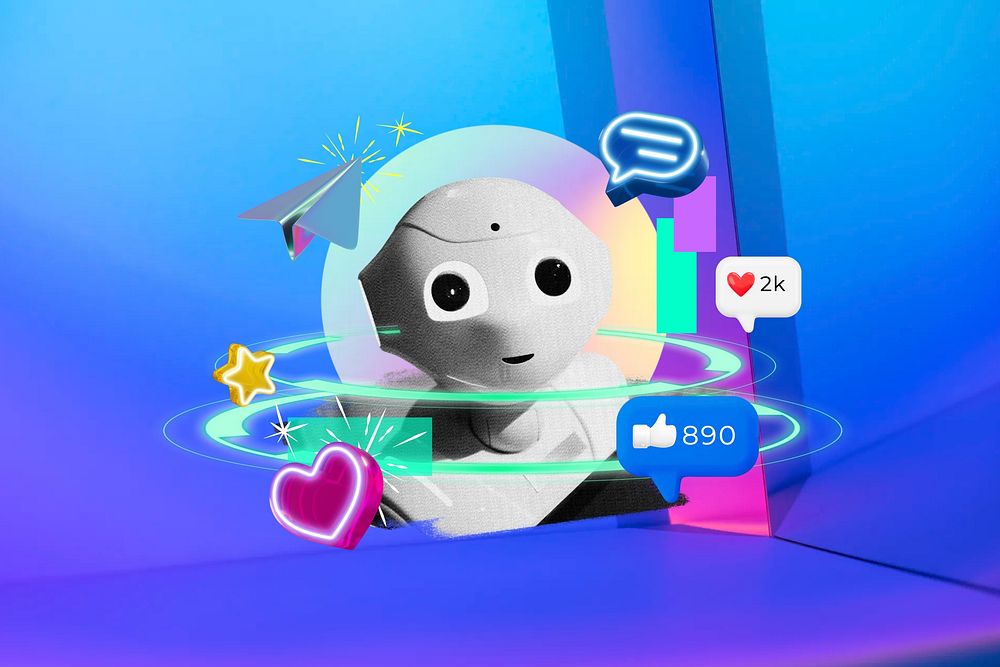 AI robot, social media reactions, digital remix