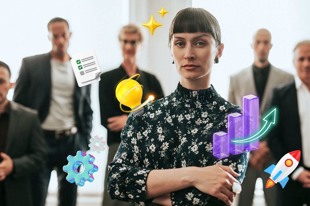 Female led startup collage remix design