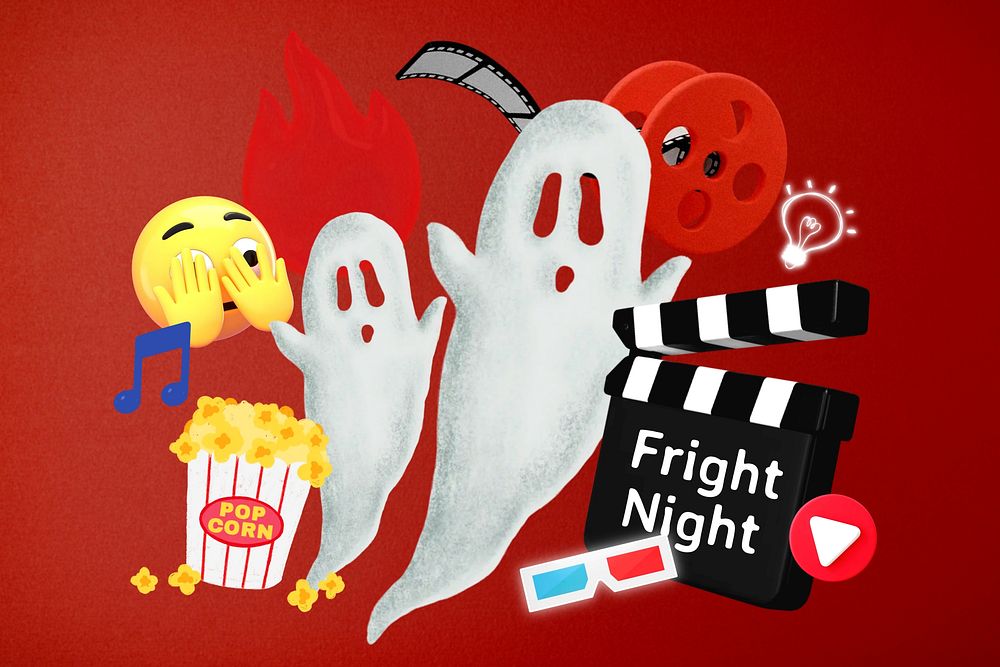 Fright night, movie word, 3d collage remix