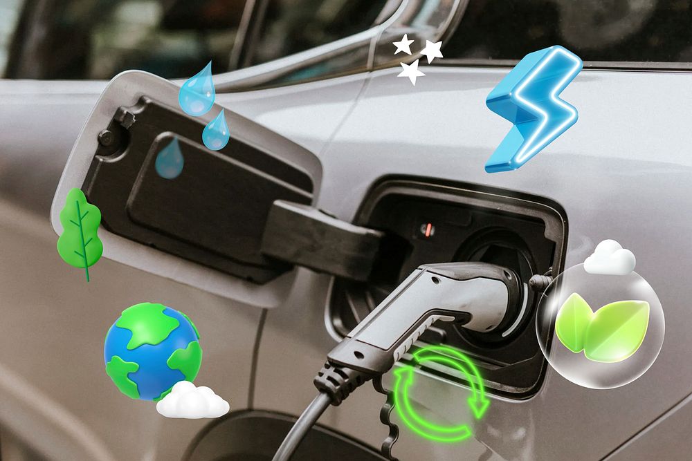 EV car charging collage remix design