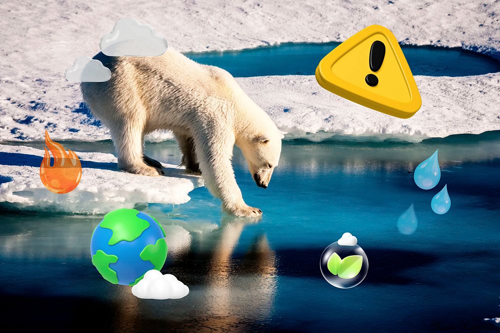 Polar bear habitat collage remix design