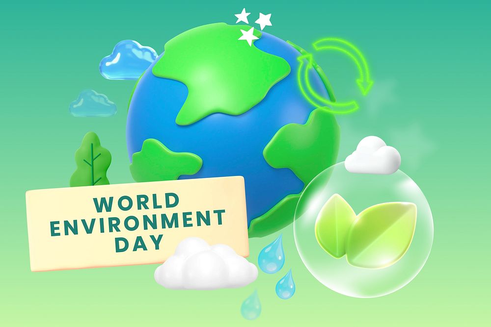 World environment day word, 3d collage remix