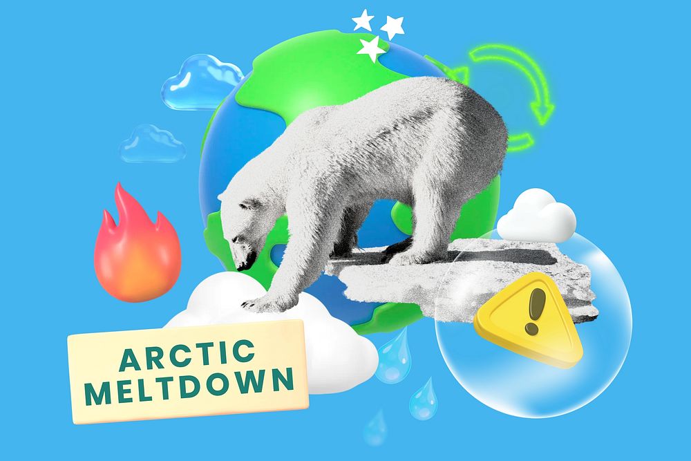 Arctic meltdown word, 3d collage remix