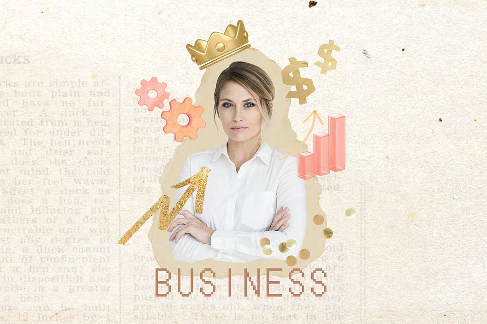 Success businesswoman collage element